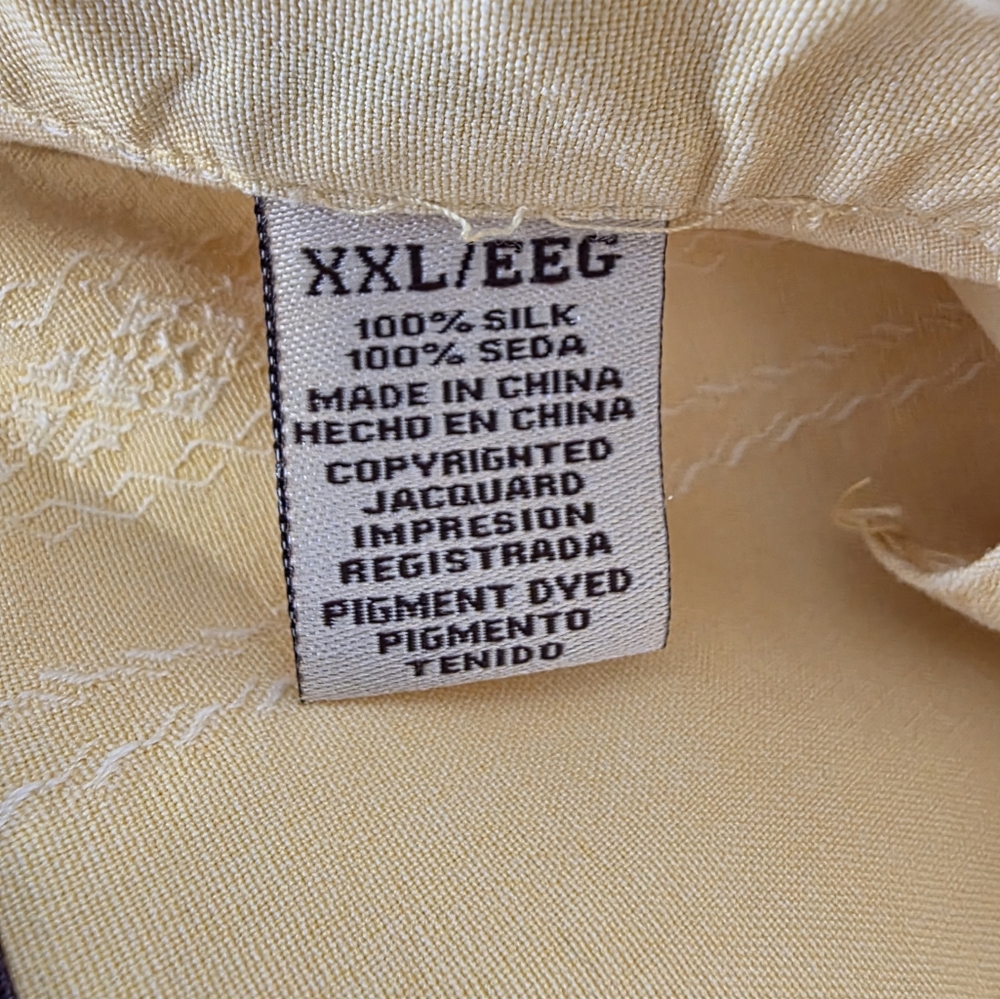 Set Of 2 Mens Jamaica Jaxx Dress Shirts 100% Silk Yellow & Cream XXL - Picture 6 of 13